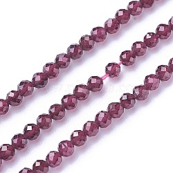 Natural Garnet Beads Strands, Faceted, Round, Dark Red, 4~4.5mm, Hole: 0.6mm, about 90~100pcs/strand, 14.5~16.1 inch(37~41cm)(X-G-F619-17A-4mm)