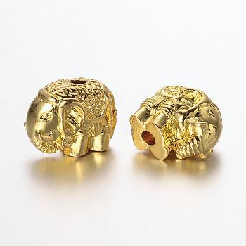 Elephant Alloy Beads, Golden, 9.5x11.5x7.5mm, Hole: 2mm