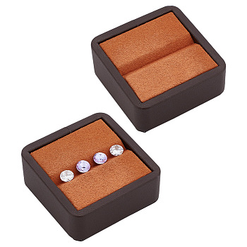Square Imitation Leather with Fibre Cloth Loose Diamond Jewelry Display Case, for Diamond Displays Holder, Chocolate, 6.3x6.3x2.7cm