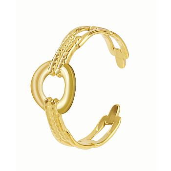 Ring Shape Stainless Steel Open Cuff Rings for Women, Golden, Inner Diameter: 20mm