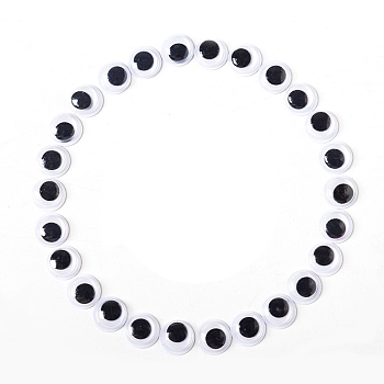 Black & White Plastic Wiggle Googly Eyes Cabochons, DIY Scrapbooking Crafts Toy Accessories with Label Paster on Back, Black, 10mm, 100pcs/bag