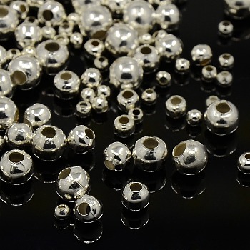Iron Spacer Beads, Round, Silver Color Plated, 2~5mm, Hole: 1~2mm