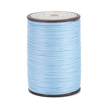 Flat Waxed Polyester Thread String, Micro Macrame Cord, for Leather Sewing Stitching, Light Sky Blue, 0.8~0.9x0.3mm, about 109.36 Yards(100m)/Roll