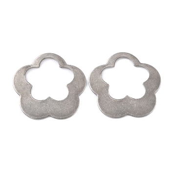 201 Stainless Steel Link Rings, Flower, Stainless Steel Color, 22.5x23x1mm, Hole: 11.5x15mm