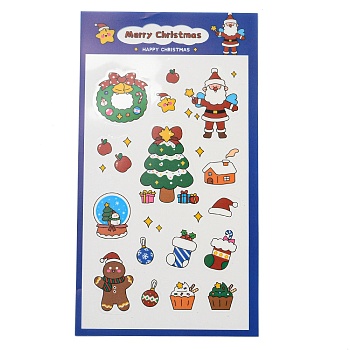 Christmas Theme PET Plastic Stickers, Self-Adhesive Gift Tag Stickers, for Party, Decorative Presents, Royal Blue, 200x110x0.1mm, pattern: 14~52x13~35mm