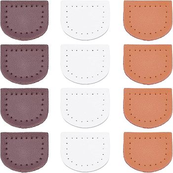 CHGCRAFT 3 Colors Genuine Leather Bag Tag, Bag replacement Accessories, Mixed Color, 30x35x2.5mm, Hole: 1.2mm, 4pcs/color, 12pcs/set