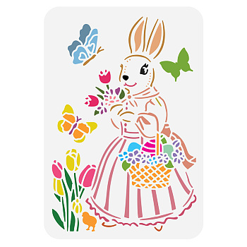 Plastic Drawing Painting Stencils Templates, for Painting on Scrapbook Fabric Tiles Floor Furniture Wood, Rectangle, Rabbit, 29.7x21cm