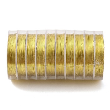 10 Rolls Round Copper Wire, Long-Lasting Plated, Golden, 26 Gauge, 0.4mm, 8m/roll