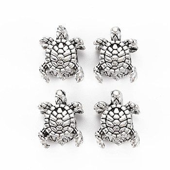 Tibetan Style Alloy European Beads, Cadmium Free & Lead Free, Turtle, Antique Silver, 15x12x8mm, Hole: 5.5mm, about 1100pcs/1000g