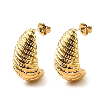 304 Stainless Steel Stud Earrings for Women, Teardrop, Real 18K Gold Plated, 23.5~24x13.5mm
