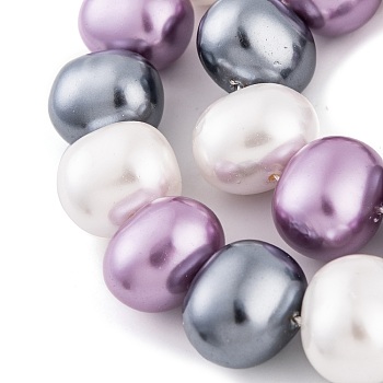 Shell Pearl Beads Strands, Oval, Colorful, 12~13x15~16x12mm, Hole: 1mm, about 30pcs/strand, 15.5 inch