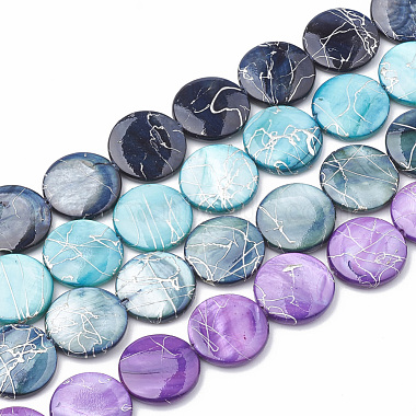 Mixed Color Flat Round Freshwater Shell Beads