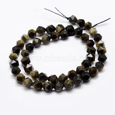 Natural Golden Sheen Obsidian Beads Strands(G-K209-02I-6mm)-2