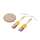 6 Pair 6 Color Resin & Walnut Wood Rectangle Dangle Earrings(EJEW-JE05252)-4