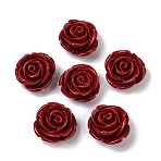 Synthetic Coral Carved Beads, Dyed, Flower, Dark Red, 19x13mm, Hole: 1.3mm(CORA-M001-05I)