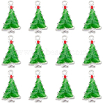 50Pcs Alloy Pendants, with Enamel, Christmas Tree Charm, Silver, 24x14.5x2mm, Hole: 1.8mm(ENAM-SC0005-72)