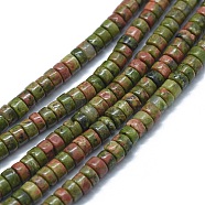 Natural Unakite Beads Strands, Flat Round/Disc, 3.8~4.2x2~4.5mm, Hole: 0.8~1mm, about 152~180pcs/strand, 15.1~15.5 inch(38.5~39.5cm)(G-F631-A12)