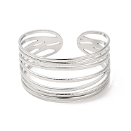 Non-Tarnish 304 Stainless Steel Multi Line Cuff Bangles for Women, Stainless Steel Color, Inner Diameter: 2-1/8 inch(5.3cm)(BJEW-L682-009P)