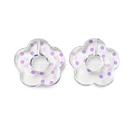 Transparent Printed Acrylic Beads, Flower, Dark Orchid, 26x27x5mm, Hole: 1.6mm(OACR-H124-05B-06)