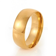 201 Stainless Steel Plain Band Rings, Golden, US Size 10(19.8mm), 8mm(RJEW-G107-8mm-10-G)