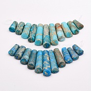 Natural Imperial Jasper Beads Strands, Graduated Fan Pendants, Focal Beads, Dyed, Deep Sky Blue, 15~39x9~10x5~5.5mm, Hole: 1.5mm, 11pcs/strand, 3.54 inch(G-P298-A03)