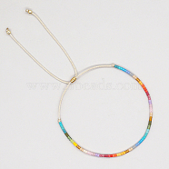Glass Seed Braided Bead Bracelet, Adjustable Bracelet, Colorful, No Size(CG0646-4)