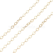Brass Cable Chains, Soldered, Real 14K Gold Filled Chains, Real 14K Gold Plated, Link: 3.3x2.4x0.2mm(CHC-M023-10G)