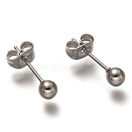 304 Stainless Steel Ball Stud Earrings, Round, 16x4mm, Pin: 0.7mm(STAS-H136-07A-P)