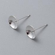 304 Stainless Steel Stud Earring Findings, Silver, 15x8mm, Pin: 0.8mm(STAS-H436-25S-8mm)