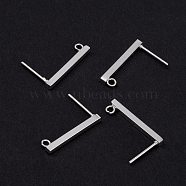 304 Stainless Steel Stud Earring Findings, Rectangle, Silver, 20x2mm, Hole: 1.6~2mm, Pin: 0.7mm(STAS-G224-21S-01)