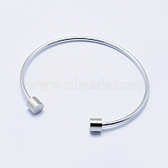 Eco-Friendly 316 Surgical Stainless Steel Cuff Bangle Making, with Removable Column Beads, Long-Lasting Plated, Stainless Steel Color, 2-1/2 inch(63mm)(STAS-I078-02P-NR)