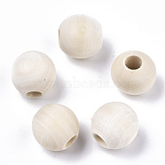Natural Unfinished Wood Beads, Macrame Beads, Round Wooden Large Hole Beads for Craft Making, Antique White, 18x16mm, Hole: 6mm(X-WOOD-Q038-18mm)