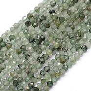 Natural Green Rutilated Quartz Beads Strands, Round, Faceted, 3mm, Hole: 0.5mm, about 113pcs/strand, 15.35 inch(39cm)(G-E411-18-3mm)