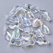 Transparent Glass Pendants, AB Color Plated, Petaline, Clear AB, 20x10.5x6mm, Hole: 1.2mm(GLAA-S054-007C-01)