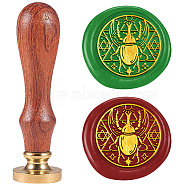 Golden Tone Solid Brass Wax Seal Stamp with Retro Wood Handle, for Envelopes Invitations, Gift Card, Insects, 83x22mm, Stamps: 25x14.5mm(AJEW-WH0208-1261)