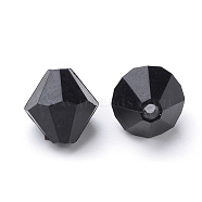 Transparent Acrylic Beads, Bicone, Black, 6x5.5mm, Hole: 2mm(X-TACR-S146-6mm-27)