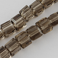Glass Bead Strands, Faceted, Cube, Coffee, 6x6x6mm, Hole: 1mm, about 100pcs/strand, 22 inch(GLAA-R041-6x6mm-11)