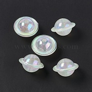 UV Plating Rainbow Iridescent Acrylic Beads, Planet, Aquamarine, 22.5x15mm, Hole: 3.5mm(PACR-M003-11I)
