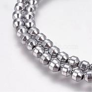 Grade AA Magnetic Synthetic Hematite Bead Strands, Bicone, Silver Plated, 4.5x4.5mm, Hole: 1mm, about 90pcs/strand, 15.7 inch(40cm)(G-G652-29D)
