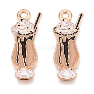 Alloy Enamel Pendants, Light Gold, Lead Free & Cadmium Free, Ice Cream Charm, PeachPuff, 23x9x1mm, Hole: 1.6mm(ENAM-T020-49-RS)