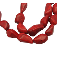 Synthetic Howlite Beads Strands, Dyed, Amorphous, Red, 20~24x11~15mm(TURQ-20X11-3-1)