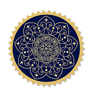 Self Adhesive Gold Foil Embossed Stickers, Medal Decoration Sticker, Flat Round, Flower Pattern, 5x5cm(DIY-WH0219-009)