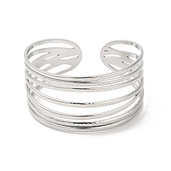 304 Stainless Steel Multi Line Cuff Bangles for Women, Stainless Steel Color, Inner Diameter: 2-1/8 inch(5.3cm)(BJEW-L682-009P)