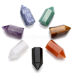 Point Tower Natural Gemstone Hexagonal Prism Chakra Healing Stone Wands, for Energy Balancing Meditation Therapy Decor, 16x16x36mm, 7pcs/set(PW-WG40392-01)