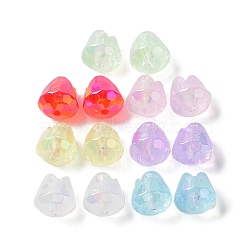 UV Plating Rainbow Iridescent Transparent Acrylic Beads, Faceted, Tulip Flower, Mixed Color, 15x14~14.5mm, Hole: 2.5mm(MACR-D082-07)