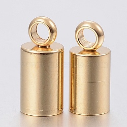 201 Stainless Steel Cord Ends, End Caps, Column, Golden, 10x5mm, Hole: 1.5mm, Inner Diameter: 4mm(X-STAS-H436-13C)