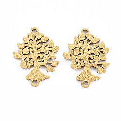 201 Stainless Steel Link Connectors, Textured, Laser Cut, Tree of Life, Golden, 22.5x17x1mm, Hole: 1.6mm(STAS-Q240-016G)