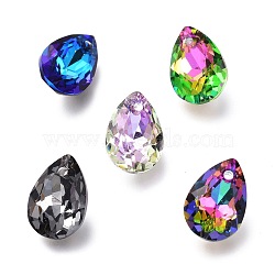 Glass Rhinestone Pendants, Back Plated, Faceted, Teardrop, Mixed Color, 11.5x8x5mm, Hole: 1.5mm(RGLA-A024-C03-M1)