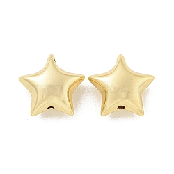 Rack Plating Brass Beads, Lead Free & Cadmium Free, Long-Lasting Plated, Star, Real 18K Gold Plated, 22x21x10mm, Hole: 2mm and 3mm(KK-P270-08G)