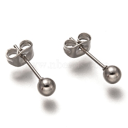 Non-Tarnish 304 Stainless Steel Ball Stud Earrings, Round, 16x4mm, Pin: 0.7mm(STAS-H136-07A-P)